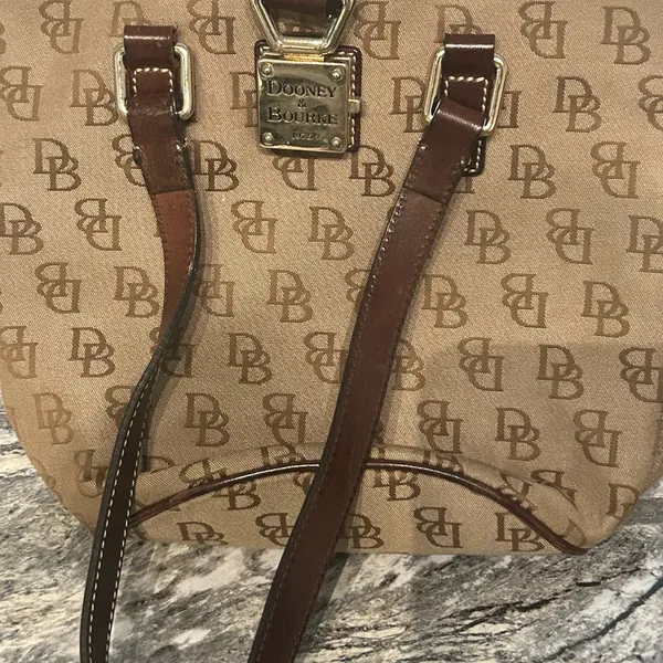 Dooney & Bourke Beige and Dark Brown Monogram Bucket Bag - Image 4