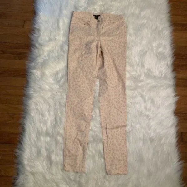 H&M Women's Size 6 Skinny Jeans Light Pink Animal Print Cheetah‎ Print Cotton - Image 3