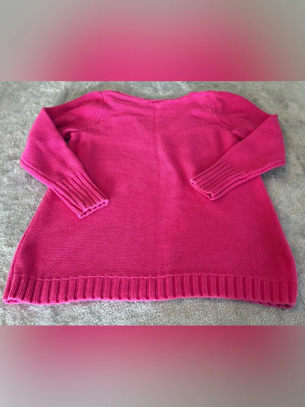 Women’s Long Sleeve V-Neck Pink Sweater Size Large 100% Cotton - Image 4
