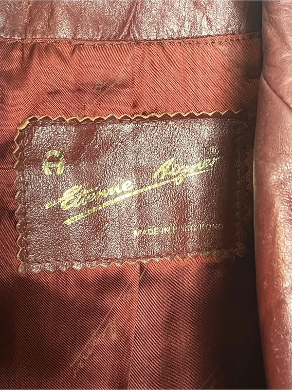 Etienne Aigner Vintage Oxblood Leather Blazer Style Jacket 80s Sz 14 - Image 4