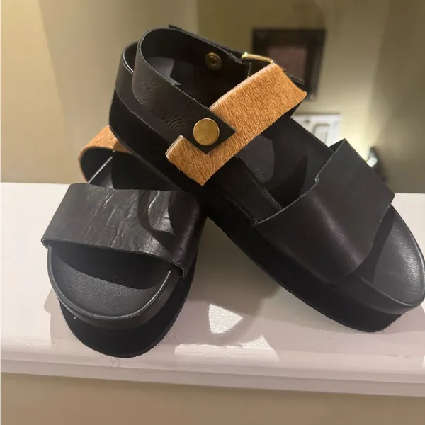 Free People Black and Brown Sandals - Image 6