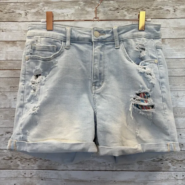 Judy‎ Blue Womens M Shorts Aztec Pockets Peek Patches Cuffed High Rise JB150137 - Image 10