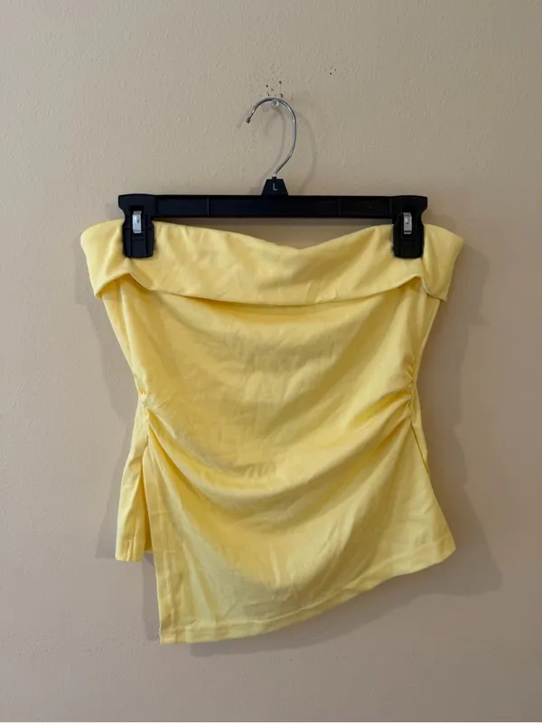Sunshine Yellow Strapless Ruched Camisole Size M - Image 2