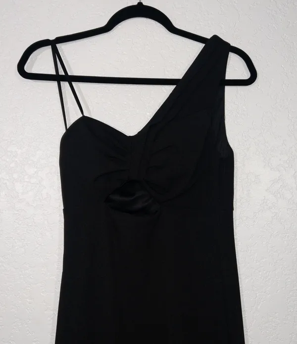 City Studios New Black One Shoulder Cut Out Evening Gown Size 5 - Image 4