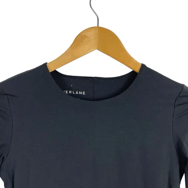 New Everlane The Short-Sleeve Crew Neck Bodysuit Black Thong Size Small - Image 4