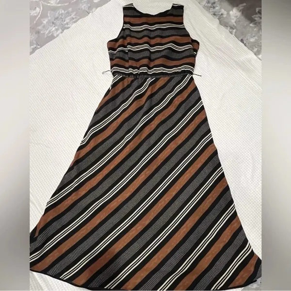 Vintage Positive Attitude Striped Maxi Dress | Size 12 - Image 6