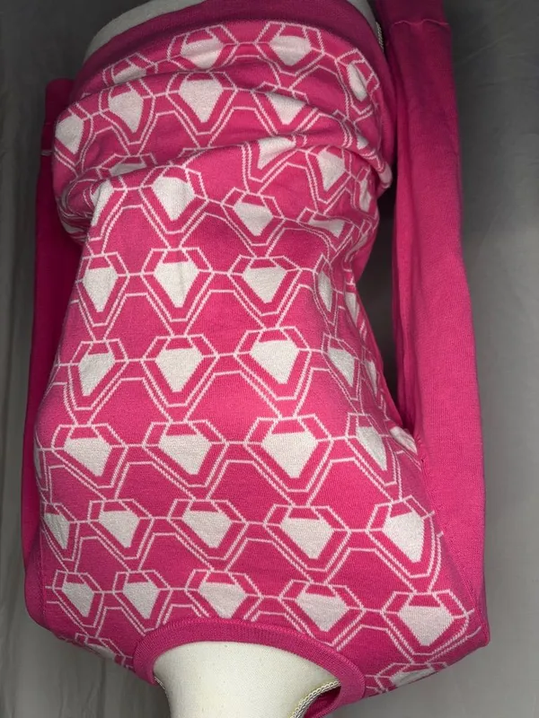 Puma Pink and White Geometric Crewneck Sweater - Image 2