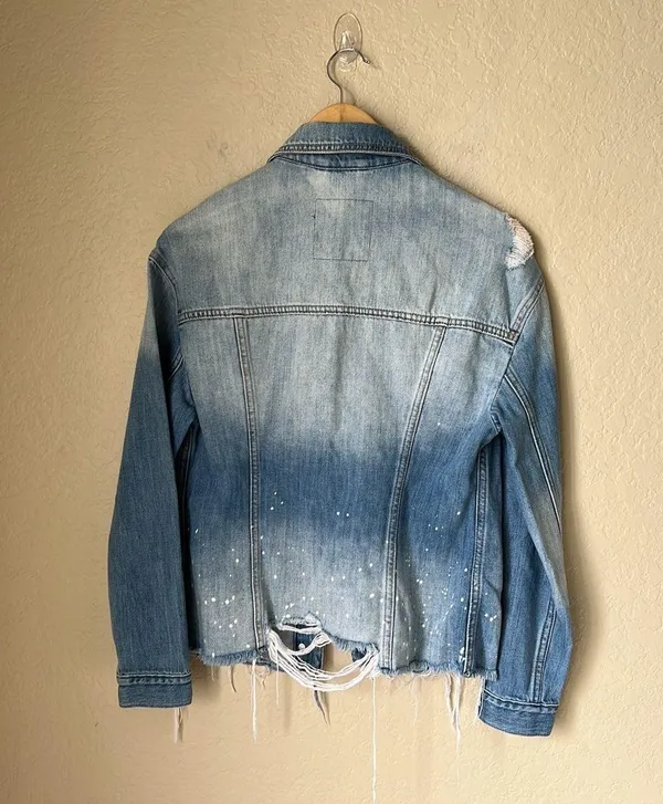 Distressed Paint Splatter Denim Jacket - Image 8