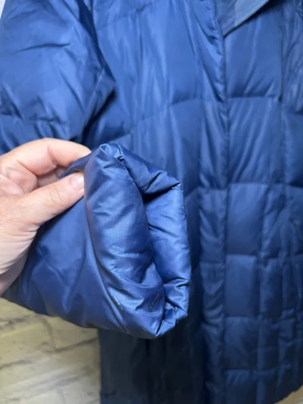 Eddie Bauer Goose Down Filled Hooded Womens Trench Coat Parka Small Blue Winter - Image 5