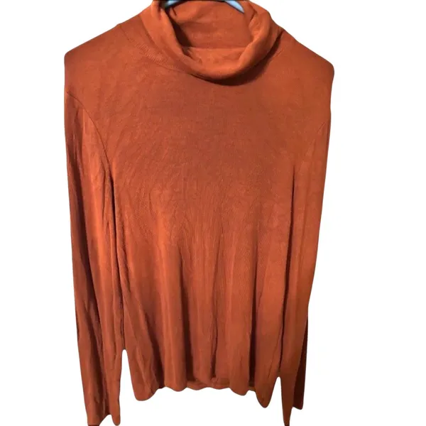 Sanctuary Pumpkin Ribbed Turtleneck Top Women’s XL Soft Stretch Minimalist - Image 2