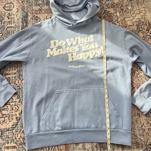 Beach Club HAPPY HOODIE LIGHT BLUE Size Large Do What Makes You Happy - Image 11