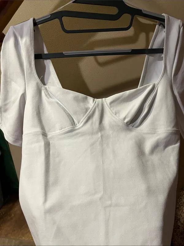 Free People White Scoop Bust Short Sleeve Crop Top - Image 5