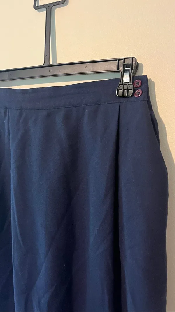 Vintage Christian Dior Separates Navy Blue Midi Skirt Size 8 Pleated High Waist - Image 4