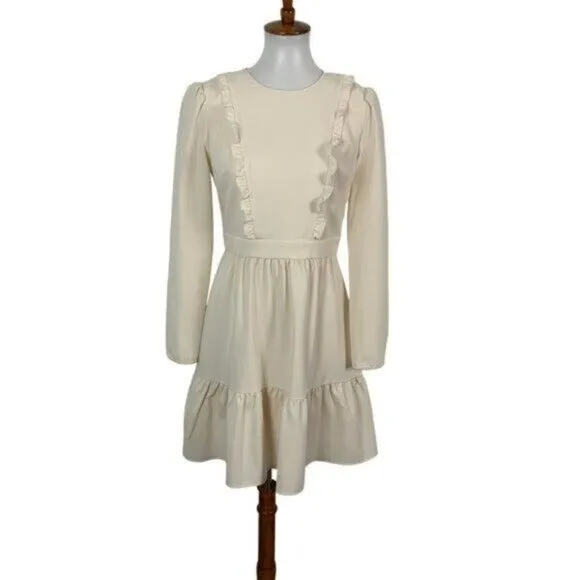 Gal Meets Glam Hayley Dress 4 Ivory Long Sleeve Back Zip Romantic‎ Chic - Image 2
