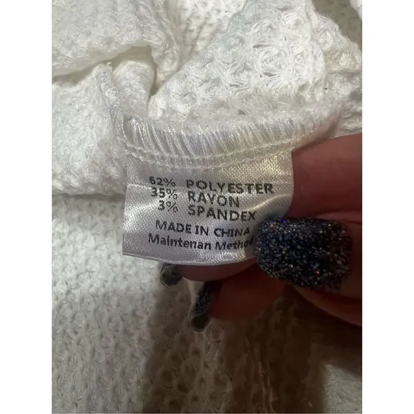 YIBOCK Off White Over Sized Open Cardigan Knit Sweater Sz S NWT - Image 4