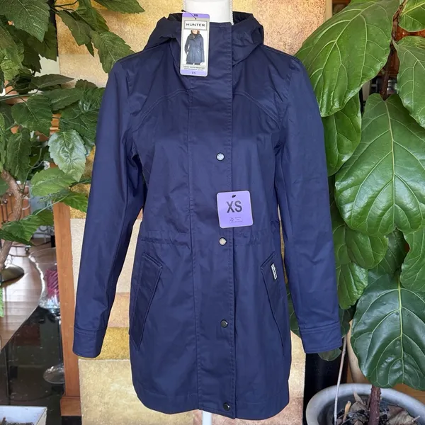 Hunter Women’s Wind & Water Resistant 100% Cotton Raincoat Hooded Jacket Size XS - Image 5