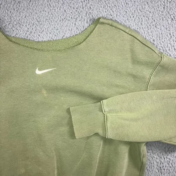 Nike Sweatshirt Women‎ Small Oversized Center Swoosh Logo Pullover Bleached - Image 2