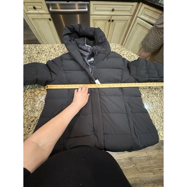 DKNY Women's Bibbed Hooded Puffer Coat Black Size XXL Long - Image 11