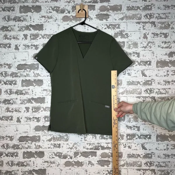 Figs | women olive green scrub top - Image 6
