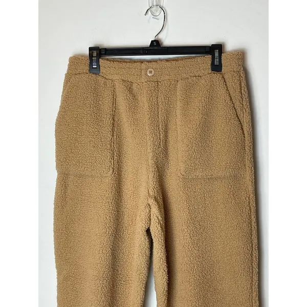Blank NYC Tan Camel Teddy Bear Sherpa‎ Fleece Elastic Waist Jogger Pants Size M - Image 6