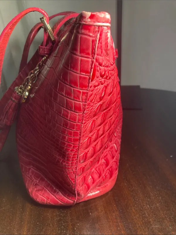 Brahmin red croc-embossed leather tote bag - Image 11