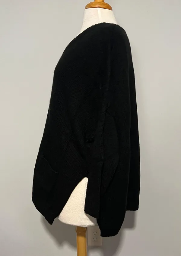 H One Black Knit Oversized Pullover Sweater Size L - Image 5