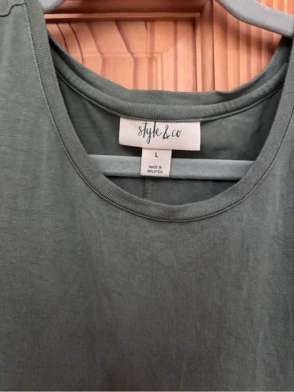 Style & Co. Sleeveless Olive Tank Swing Dress - Image 3