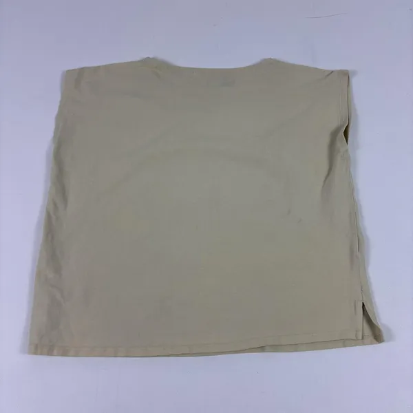 Eileen Fisher Shirt Womens XS Beige Crewneck Short Sleeve Cotton Spandex Basic‎ - Image 9