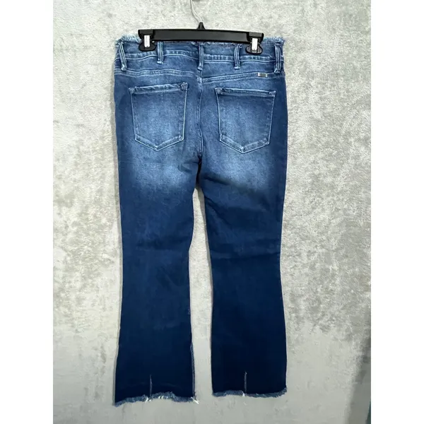 Kancan Flare Leg Jeans Size 13/30 High Rise Button Fly Fringe Boho Hippie - Image 4