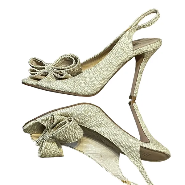 Bibi Anthropolgie Lou Pumps‎ Heels Size 39/7 US Miho Natural Womens Peep Toe - Image 7