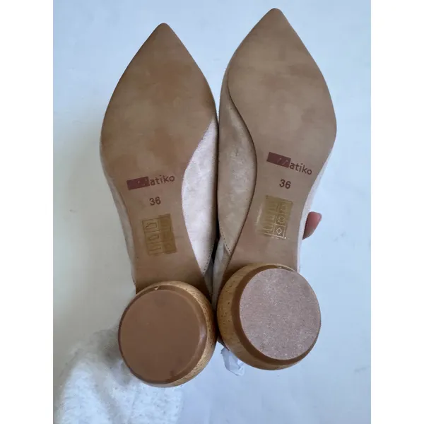 Matiko Anthropologie Heeled Suede Slingback Heel Peach Tan Size 36 US 5.5-6 NEW - Image 7