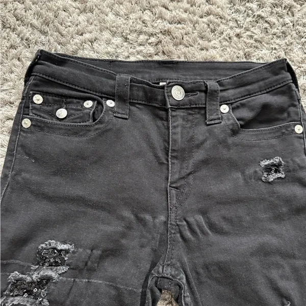 True Religion Black skinny jeans with silver studs Size 28 - Image 4