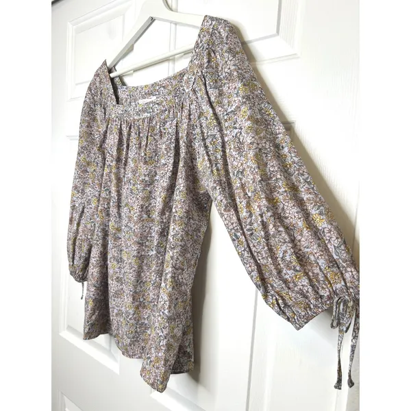 LC Lauren Conrad Floral Peasant Blouse L Multicolor Boho Square - Image 2