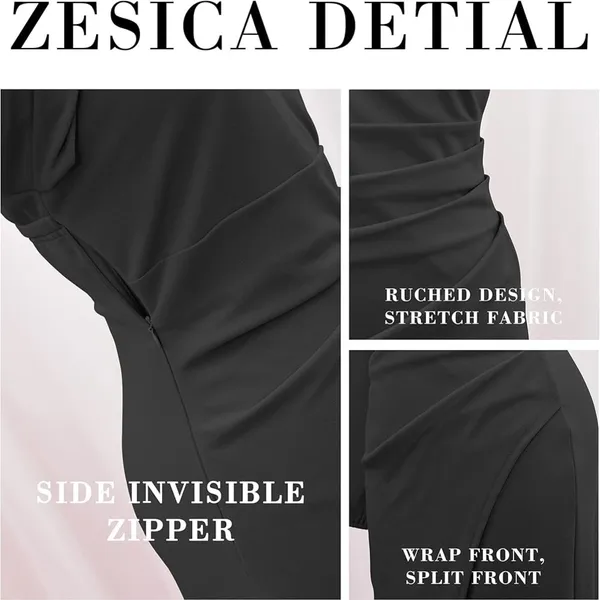 ZESICA one shoulder long sleeve ruched dress ✨ - Image 5