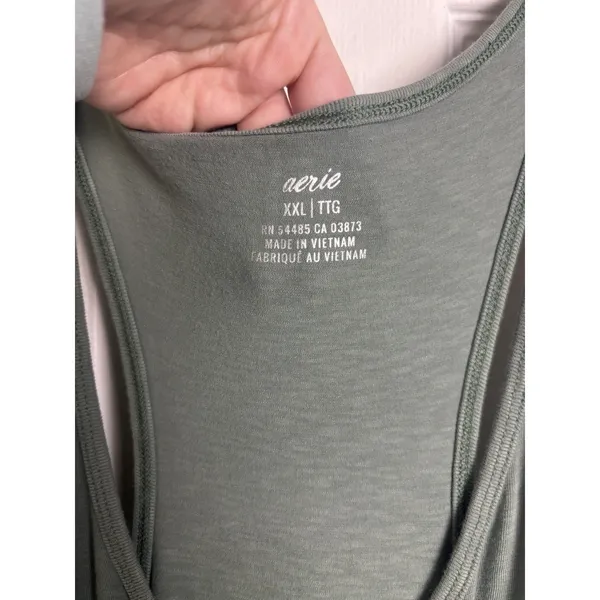 Aerie Green Soft Track Racerback Tank Jumpsuit XXL Stretch Comfy Pockets - Image 5