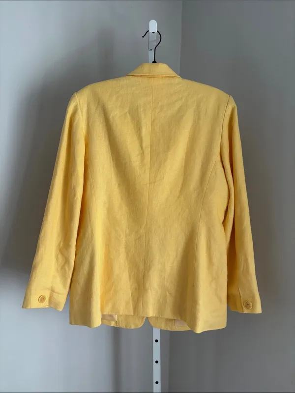 Talbots Butter Yellow Women’s Irish Linen Blazer Classic Tailored Jacket Sz 12 - Image 3