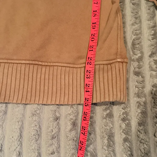 Aerie Oversized Quarter Zip Sweatshirt Tan‎ Ribbed Trim Pullover XS - Image 6