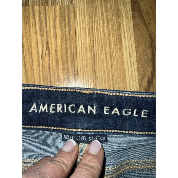 American Eagle 00R Next Level Stretch Hi-Rise Jegging Crop Distressed Denim Jean - Image 3