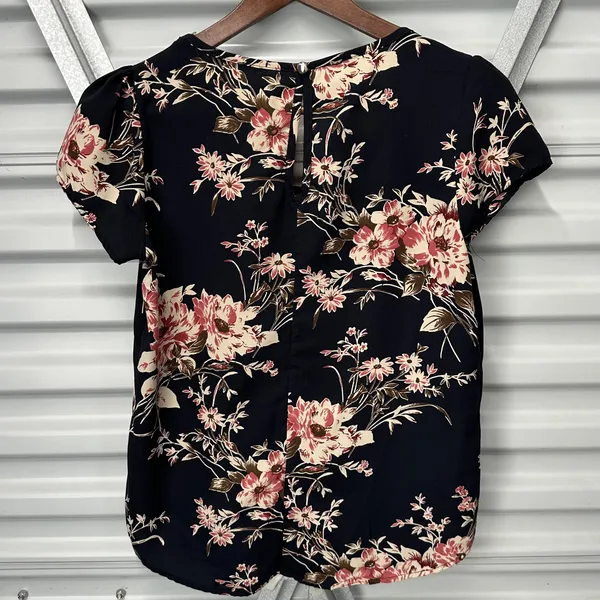 Papaya Black Floral Short Sleeve Blouse - Image 4