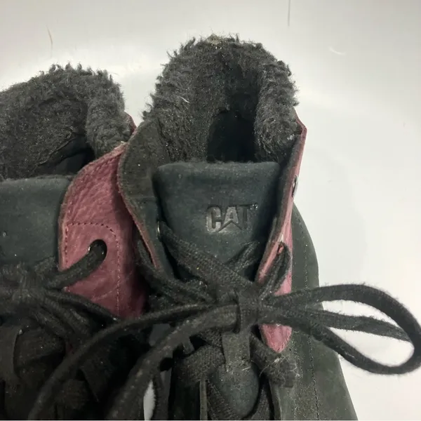 Cat Women’s Fret Faux Fur black & maroon‎ leather boots size 8.5 - Image 8