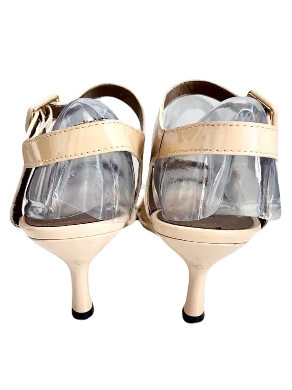 Vaneli Beige Nude Patent Leather Strappy Heels, Size 8.5 - Image 5