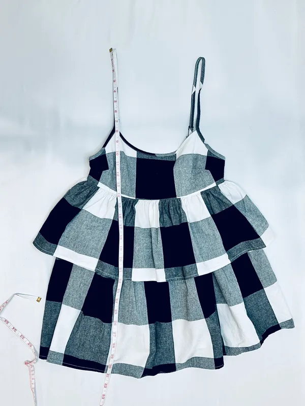 Urban Renewal Remnants Blown Out Gingham Tiered Mini Dress - XS - Image 11