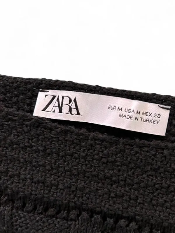 Zara dark olive green knitted crop top with off shoulder short sleeves & square neckline - Image 4