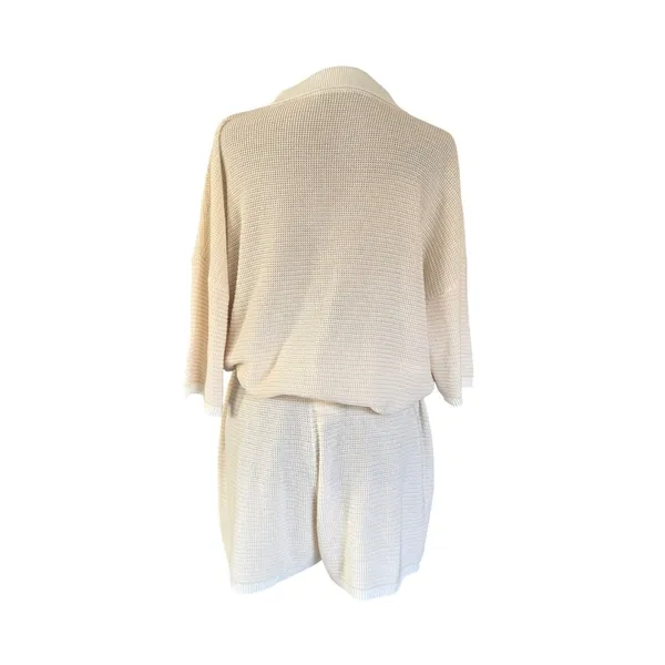 Lightweight‎ Knit 2 Piece Polo Top and Shorts Set Cream White Loungewear/ Resort - Image 5