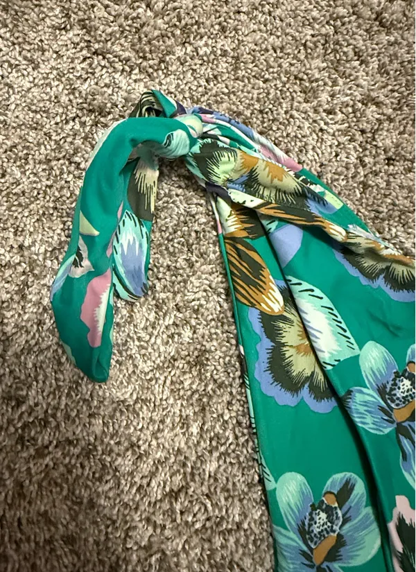 Aerie Printed Tie Super High Cut Cheekiest Bikini Bottom in a green tropical floral - Image 2
