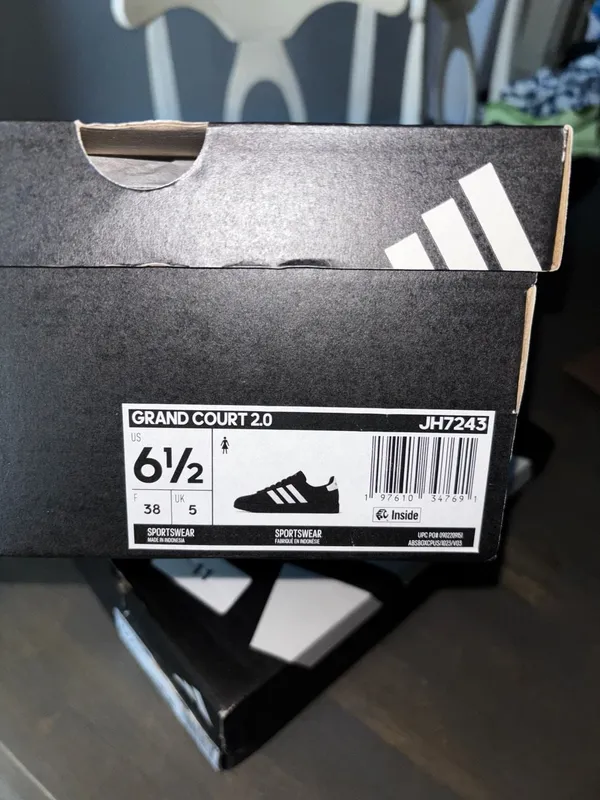 Adidas Grand Court 2.0 Women's Sneakers Black White Size 6.5 - Image 6