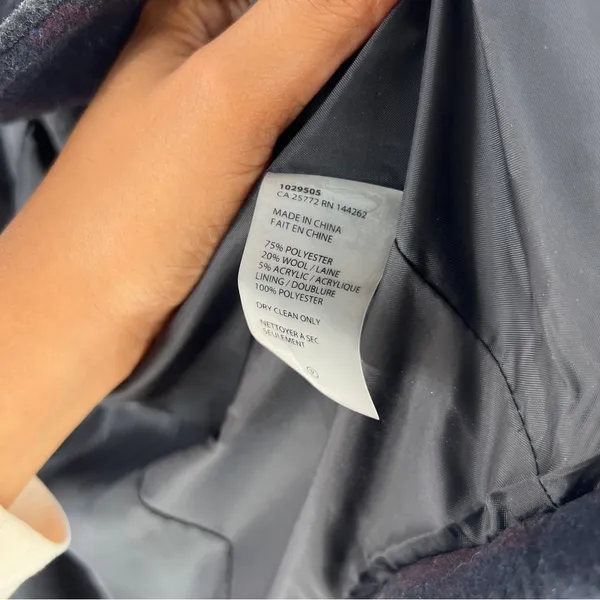 DEX Wool Blend Stylish‎ Striped Womens Crossover Asymmetric Hem Jacket Gray Size M - Image 7