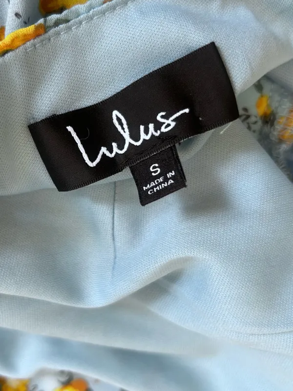Lulus Feeling Butterflies Light Blue Floral Tiered‎ Ruffle Mini Dress Size Small - Image 3