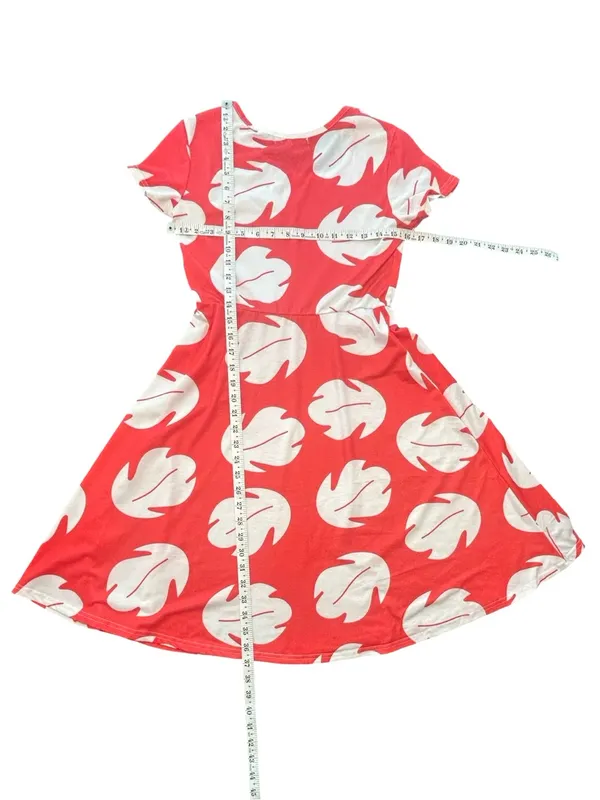 Deerose Red Lilo & Stitch Hawaiian leaf Dress Costume XS cosplay Disneybound - Image 5
