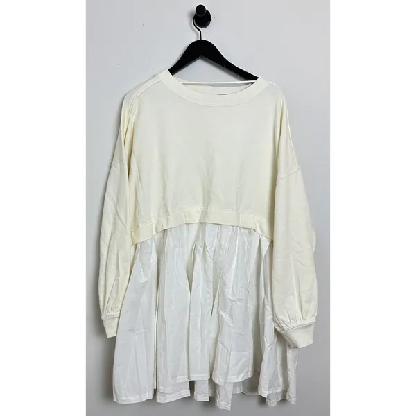 FREE PEOPLE Eleanor Sweatshirt Dress in Grey Combo Size Large - Image 5